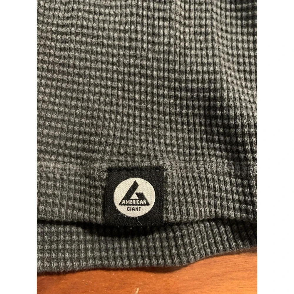 American Giant Shirt Womens XL Gray Heavyweight Waffle Knit Thermal Long Sleeve